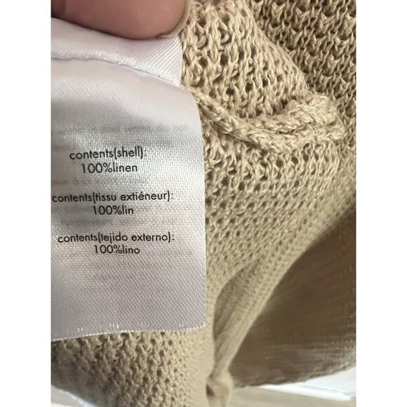 ONIA Dress Womens L Open Knit Linen Textured Swim Neutral Coverup Sweater NEW - Picture 12 of 15